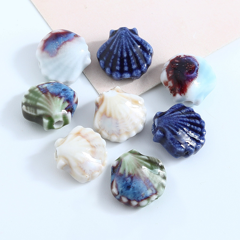 Snake Plant Ceramic - 10PCS เตาเผาเปลี่ยนเปลือกหอยขนาดเล็กลูกปัดเซรามิค Charm หลวม Spacer ลูกปัดสําหรับเครื่องประดับทําสร้อยข้อมือ