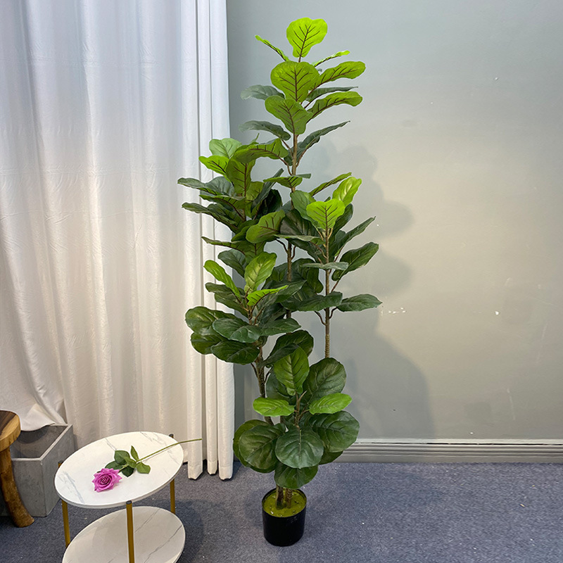 Fiddle Leaf Fig - ต้นไทรขนาดใหญ่59in ต้นพลาสติกต้นไทรใบพืชเทียมใบ pohon beringin สัมผัสเหมือนจริงสำหรับการตกแต่งร้านสำนักงานบ้าน