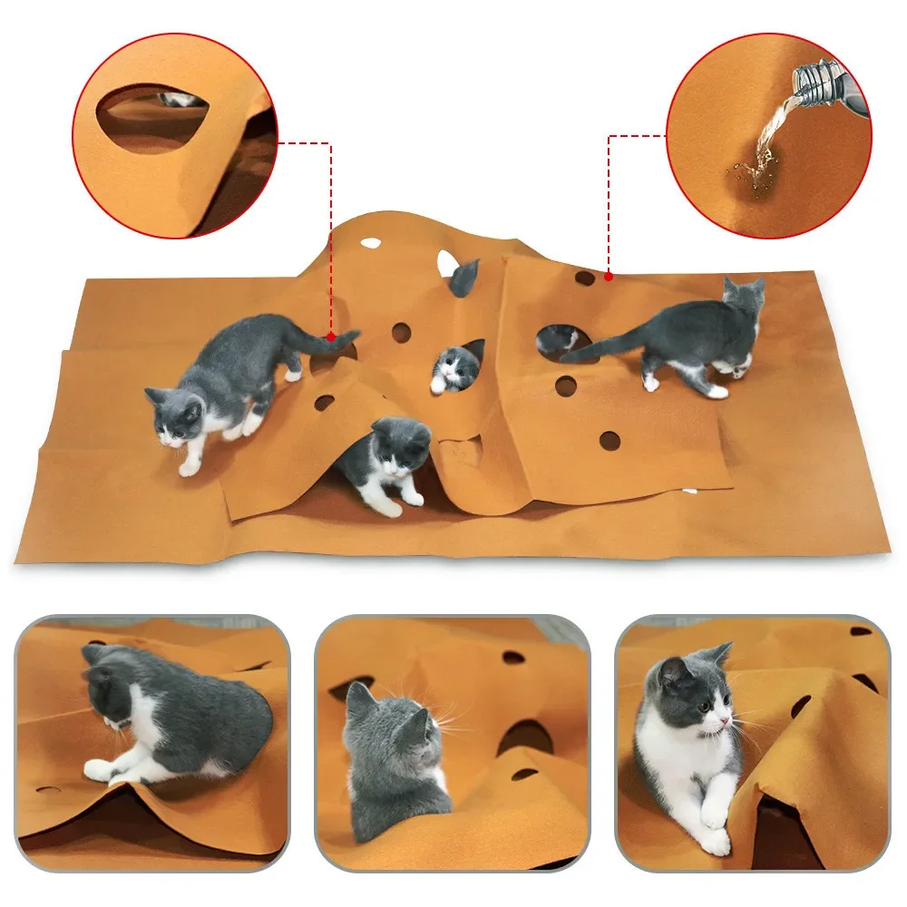 Repotting Mat - แมวเล่นเกมสัตว์เลี้ยงของเล่นการฝึกอบรมกิจกรรมพรมพับได้ของเล่นป้องกันรอยขีดข่วนกัดปีนเขากรอบ Cat Litter Mat Pad